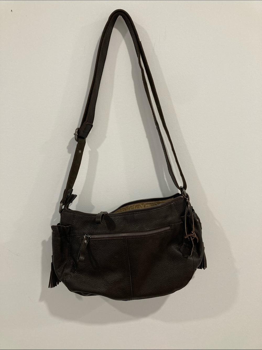 Classic Dark Brown Pebbled Leather Shoulder Bag for Women